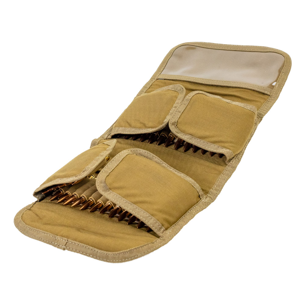 Rifle Cartridge Padded Holder Carrier 50 Round Ammo Bag for .300, .308 Coyote