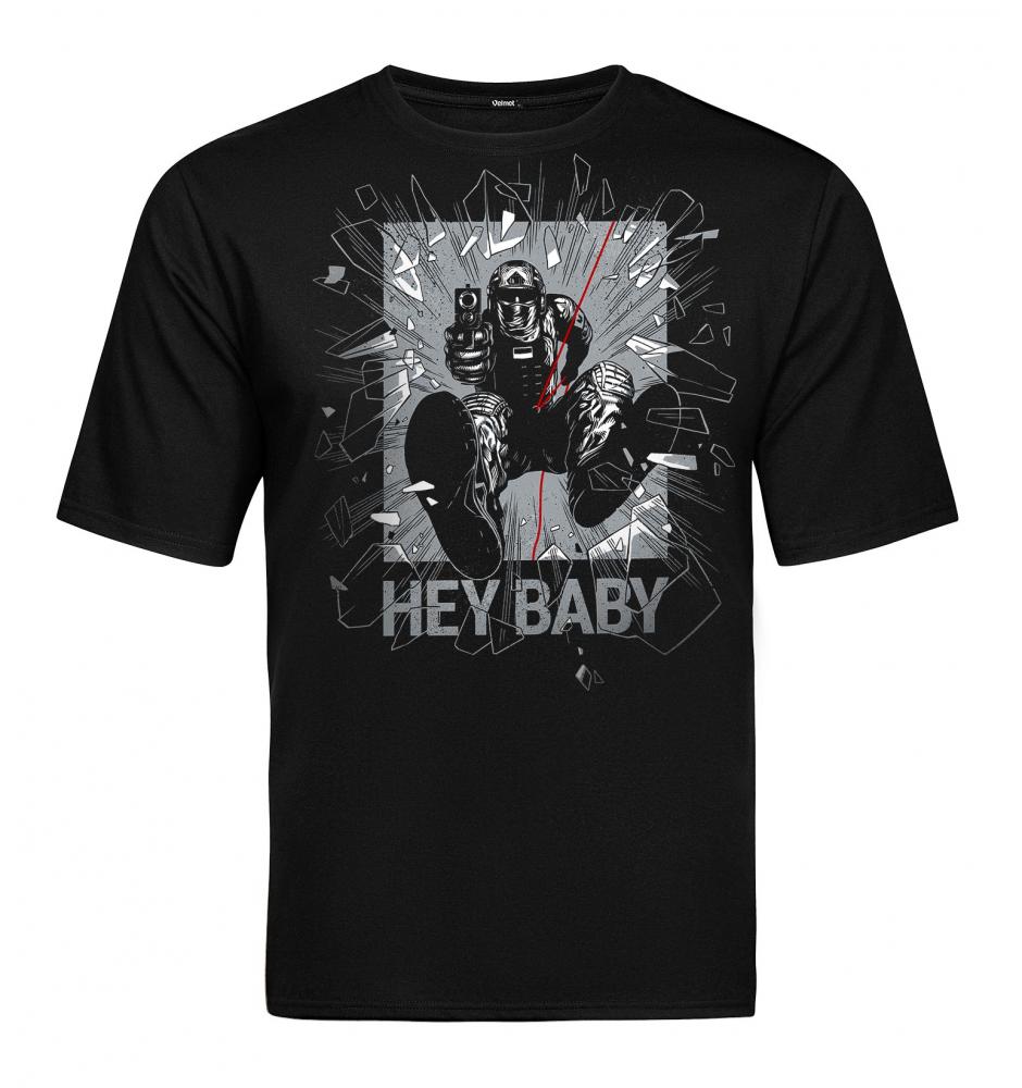 Velmet T-Shirt  V-TAC - Hey Baby Black